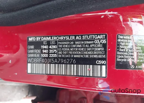 2005 Mercedes-Benz C 230 Kompressor Sport from USA, damaged, VIN WDBRF40JX5A796276